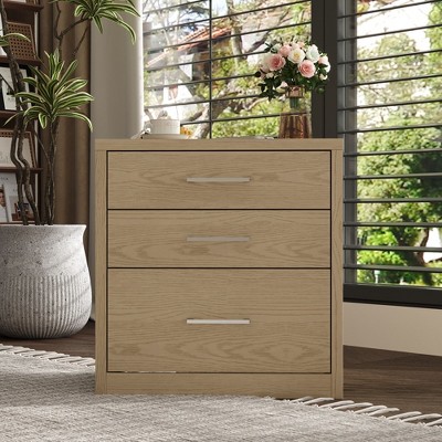 FUFU&GAGA Practical Wooden Nightstand Dresser: Natural Aesthetic Ample Storage and Concealed Drawer