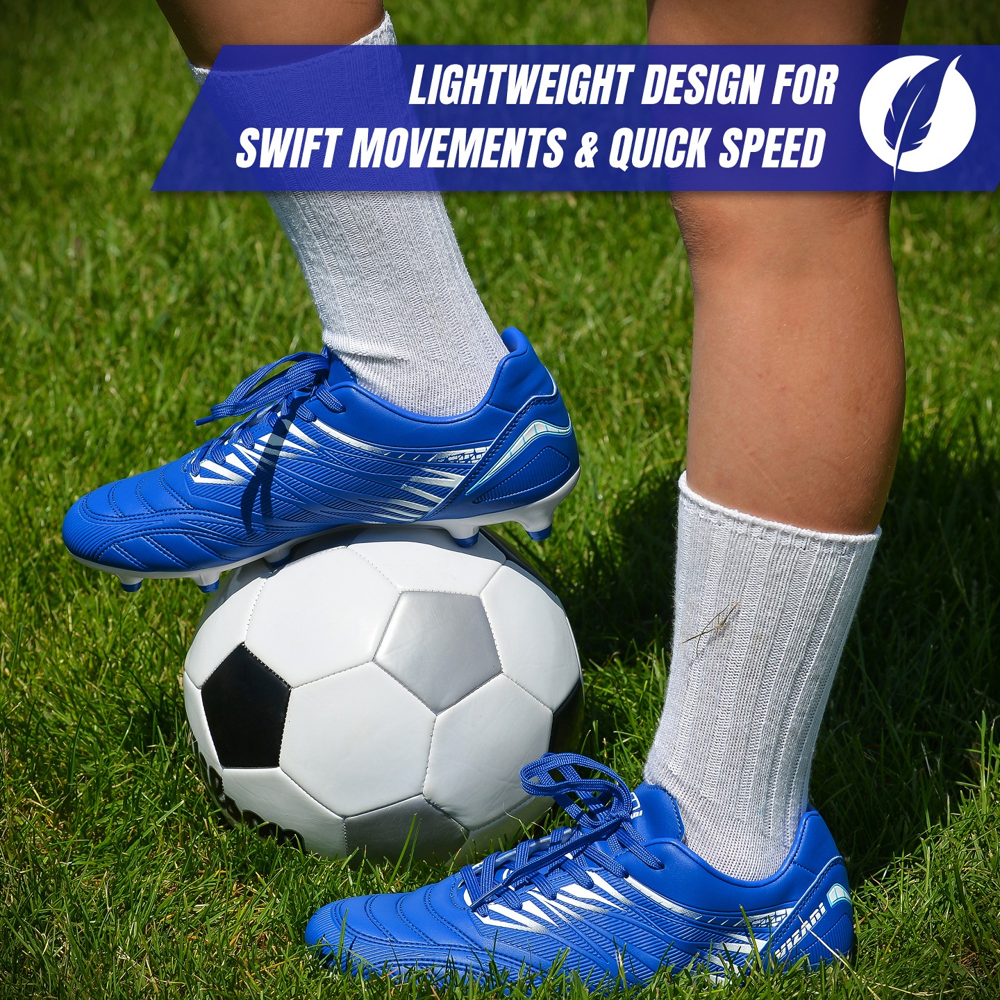 Мужские кроссовки Vizari Valencia Firm Ground Outdoor Soccer Shoes - Royal/White, Size 9.5, цвет: Белый — фото 8