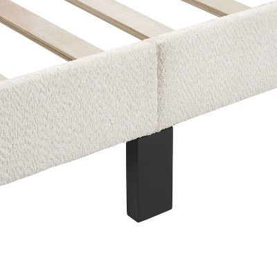 Cream Upholstered Queen Bed with Nailhead Trim and Slats