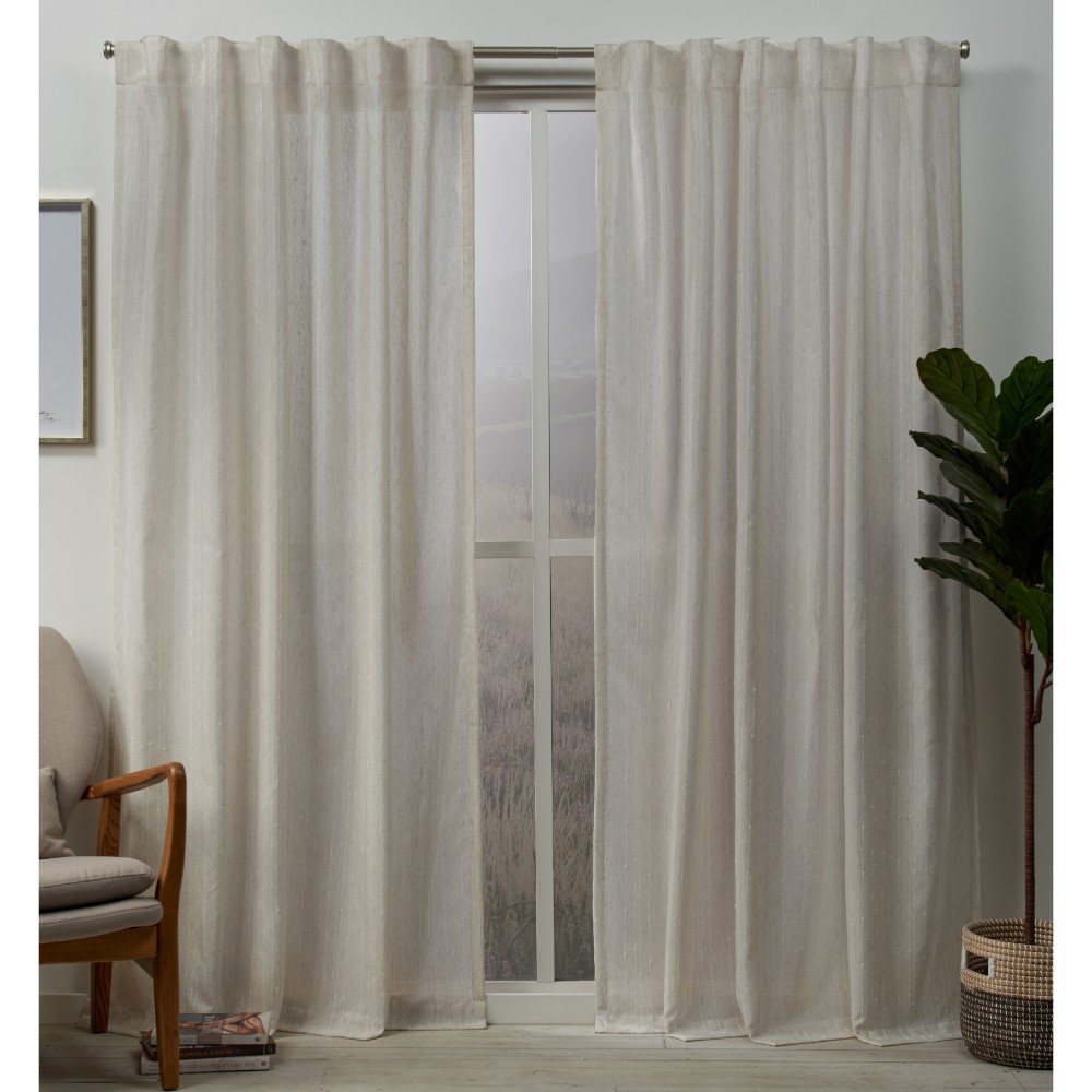 Photos - Curtains & Drapes Set of 2  Muskoka Teardrop Slub Embellished Hidden Tab Top Curtai(84"x54")