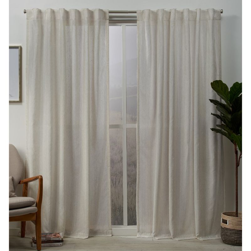 Muskoka Teardrop Slub Embellished Hidden Tab Top Curtain Panel Pair -Exclusive Home, 1 of 9