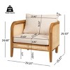 Outdoor Patio Acacia Wood Club Arm Chair,Wicker Back Beige Cushioned Garden Club Chair,Weather Resistant Wicker Upholstered Chair-Coolbibila - 4 of 4