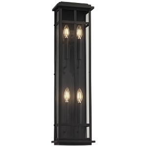 Possini Euro Design Metrix 30" High Farmhouse Rustic Rectangular Outdoor Wall Light Fixture Mount Porch House Exterior 4-Light Black Clear Glass Shade - 1 of 4