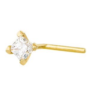 Jewelry Avalanche V-Prong Set Princess Cut Moissanite L-Shape Nose Stud, Solid 14K Gold, 22G - 1 of 4