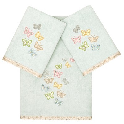 Linum Home Textiles 100% Turkish Cotton MARIPOSA Embellished Towel Set