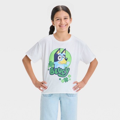 Girls' Bluey St. Patrick's Day Short Sleeve T-Shirt - White