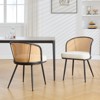 Bekrvio Rattan Dining Chairs - Cane Back & Curved Arm,Boucle Fabric Upholstered, Mid Century Modern Kitchen Chairs for Living Room - 3 of 4