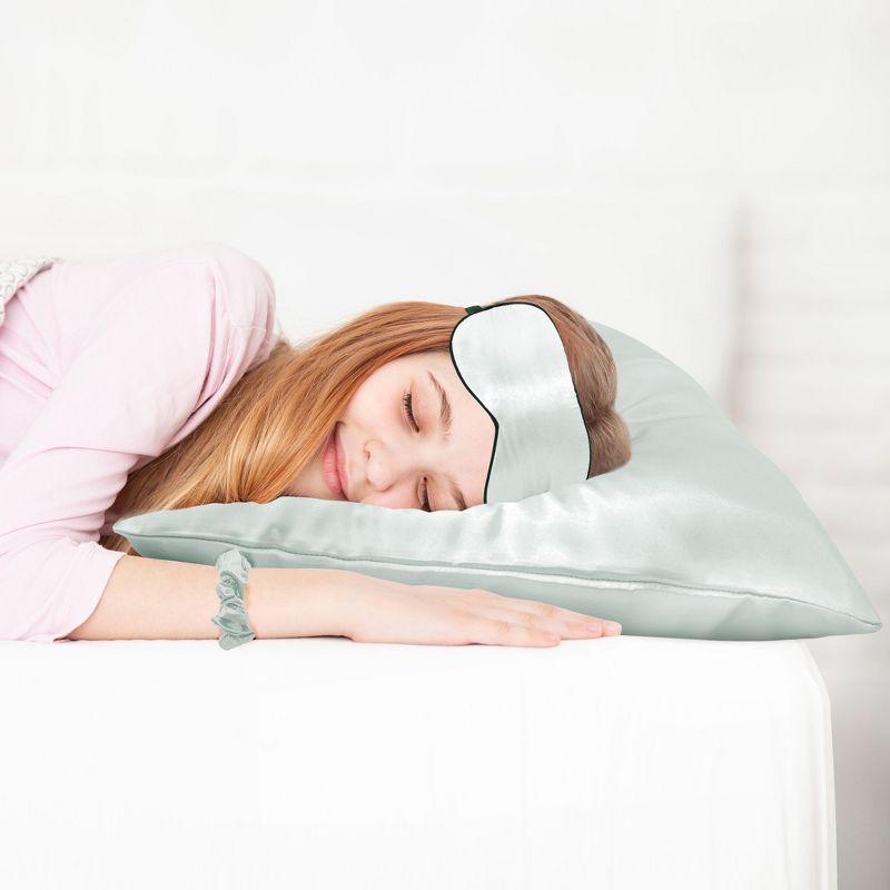 PiccoCasa Satin Zippered Pillowcase with Eye Mask & Scrunchie 2 Pcs, 3 of 5