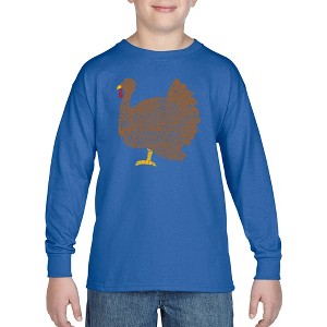 LA Pop Art Thanksgiving - Boy's Word Art Long Sleeve T-Shirt - 1 of 4