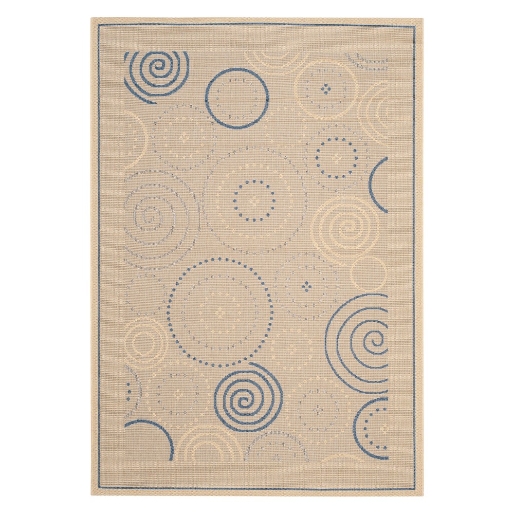 5'3inX7'7in Rectangle Cannes Outer Patio Rug Natural/Blue - Safavieh