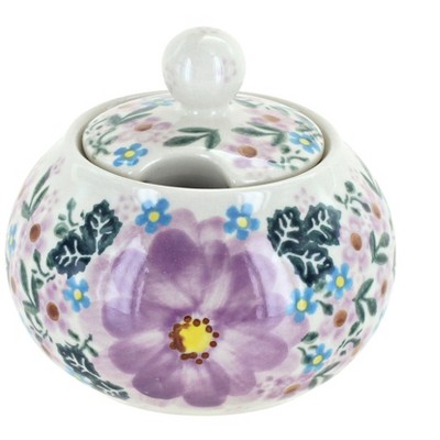 Blue Rose Polish Pottery Lilac Garden Sugar Bowl