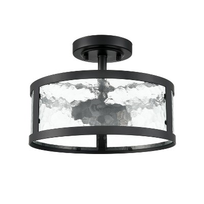 Claxy Farmhouse Semi Flush Mount Ceiling Light with Hammered Glass for Bedroom Kitchen Bathroom