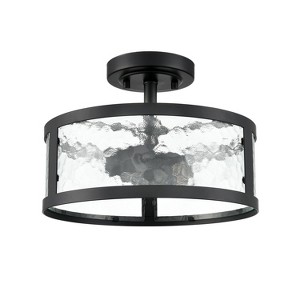 Claxy Farmhouse Semi Flush Mount Ceiling Light with Hammered Glass for Bedroom Kitchen Bathroom - 1 of 4
