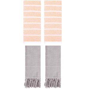 REGALWOVEN 4 Packs Striped and Solid Absorbent Soft Cotton Hand Towel for Bathroom - 1 of 4