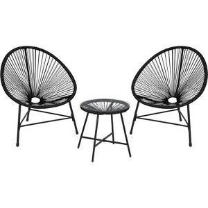 3-Piece Outdoor Bistro Set – Acapulco PE Rope Chairs & Tempered Glass Table, All-Weather for Patio, Poolside, Balcony - 1 of 4