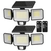 ROTTOGOON Solar Motion Sensor Wall Lights 3-Head LED Flood Remote IP65 Waterproof Black 2-Pack - 2 of 4