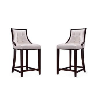 Set of 2 Fifth Avenue Upholstered Beech Wood Faux Leather Counter Height Barstools - Manhattan Comfort