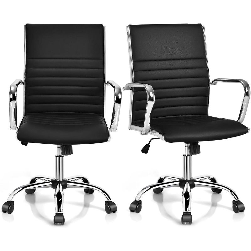 Tangkula PU Leather Office Chair High Back Conference Task Chair w/Armrests, 1 of 7
