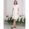 INSPIRE CHIC Women's Short Sleeve Floral Lace Lapel Collar Double Breasted Wedding Cocktail Belted A-Line Dress - 3 of 4