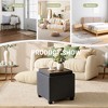 Square Leather Ottoman with Reversible Tray Lid – Hidden Storage Footrest, Small Coffee Table, Sturdy Design – 18”x18” - 3 of 4