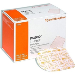 Smith & Nephew IV3000 1-Hand Transparent Adhesive Dressing 2 3/8" x 2 3/4" (4007) – 100/Box | OPSITE Moisture-Responsive IV Film Dressing - 1 of 3