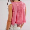 Mocamel Women Summer Beach Vacation Boho Tie Front Tank Crop Tops Sleeveless Ruffled Lace Trim Scoop - 2 of 4