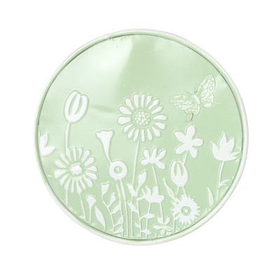 VIP Metal 13 in. Green Embossed Floral Wall Decor Round Green