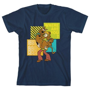 Scooby Doo Spooked Shaggy And Scooby Boy's Navy Blue Tshirt - 1 of 2