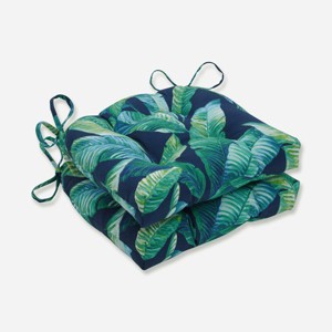 2pk Hanalei Lagoon Reversible Chair Pads Blue - Pillow Perfect - 1 of 4