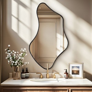 Beautyolove Asymmetric Gold Aluminum Alloy Framed Wall Mirror Modern Irregular Wall Mirror - 1 of 4