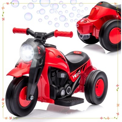 Kids Electric Motorcycle with Bubble Function, 6V Battery Powered Ride On Motorbike Toy w/LED Headlights