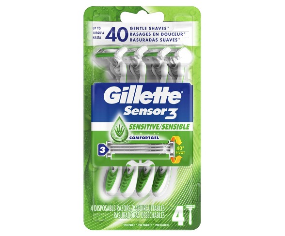Gillette Sensor3 Sensitive Men's Disposable Razors - 4ct