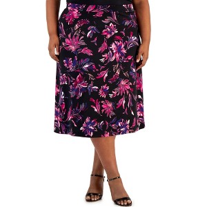 Kasper Womens Pull On Floral Midi Skirt - 1 of 1