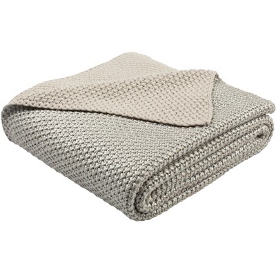 Tickled Grey Knit Throw Blanket - Palewisper - 50" x 60" - Safavieh