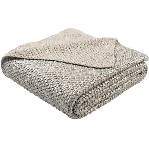 Tickled Grey Knit Throw Blanket Palewisper 50