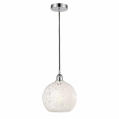 White Mouchette - 1 Light Cord Hung Mini Pendant In Modern Style-11.75 Inches Tall and 10 Inches Wide