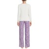 Lands' End Women's Pajama Set Knit Long Sleeve T-Shirt and Flannel Pants - 2 of 3