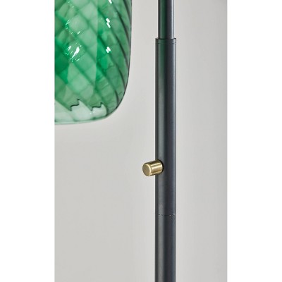 Edison Black and Brass Floor Lamp with Green Glass Shade
