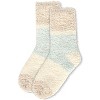 Memoi Women's Colorblock Teddy Bear Plush Crew Socks Ivory 9-11 - 3 of 3