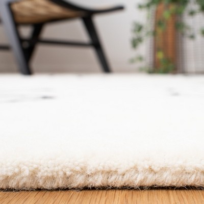 Handmade Black Wool Tufted Square Area Rug, 7' x 7'