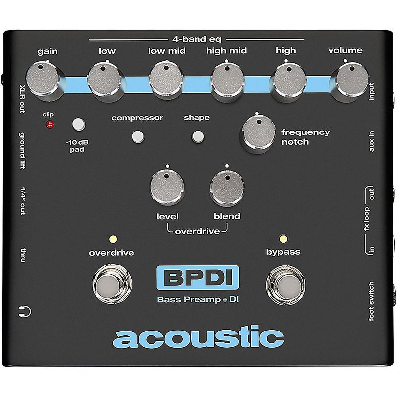 Acoustic Bass Preamp + DI Pedal With Overdrive, 1 of 6