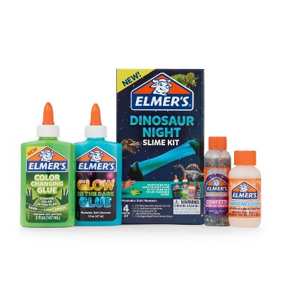 Elmer's 4pk Color Changing Dinosaur Night Slime Kit Multicolored