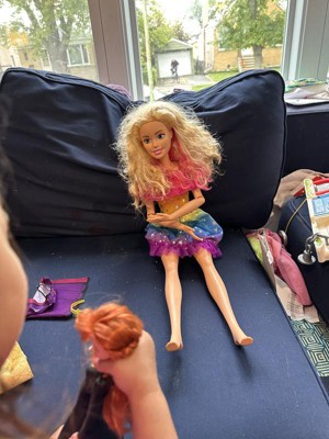 Large Barbie Doll, 28 Inches Tall, Blond Hair And Rainbow Dress