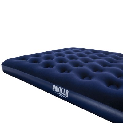 Blue Queen Flocked Air Mattress with Pump