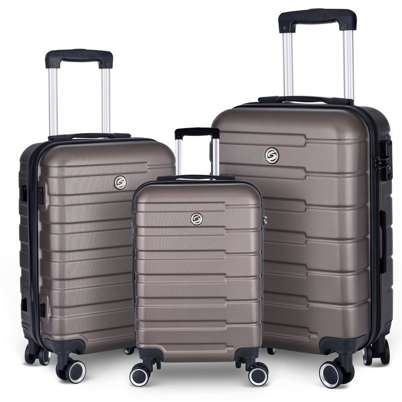 3 Piece Hardshell Luggage Suitcase Sets Hardside Carryon Luggage Set With 360 Degree Spinner Wheels For Travel (20"/24"/28"), 1 of 8