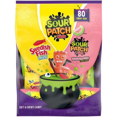SOUR PATCH KIDS Watermelon & Swedish Fish Halloween Candy Variety Pack - 36.32oz/80ct