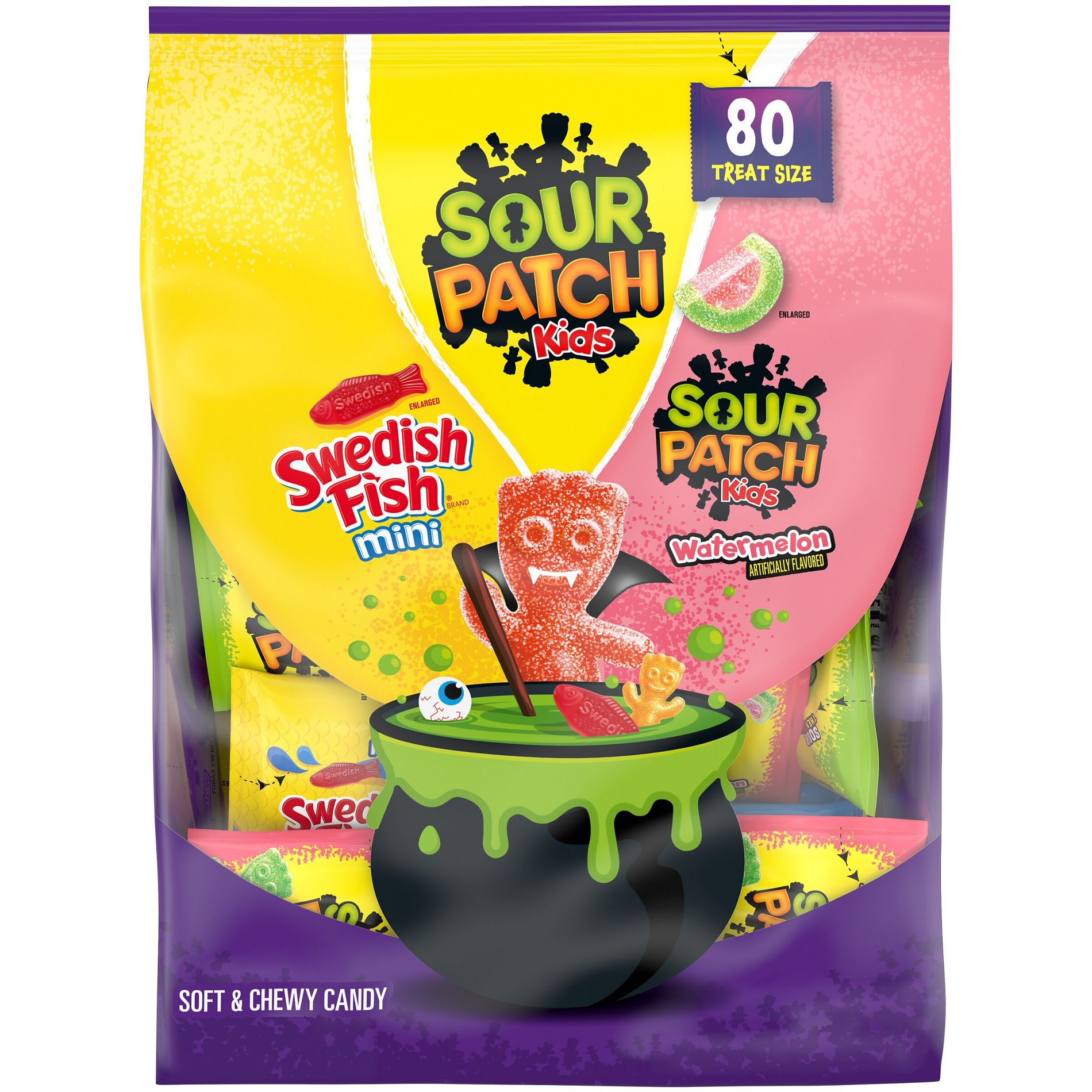 SOUR PATCH KIDS Watermelon & Swedish Fish Halloween Candy Variety Pack - 36.32oz/80ct