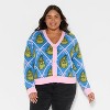 Women's Grinch Festive Graphic Cardigan - Blue - 2 of 3