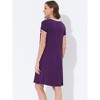 cheibear Women's Soft V-Neck Summer Pajama Lounge Dress with Pockets Nightgowns - 3 of 4