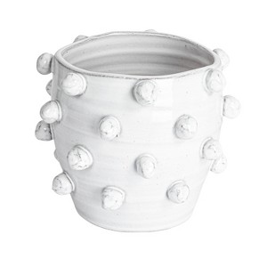 Storied Home Handmade Hobnail Terra-cotta Planter, White - 1 of 4